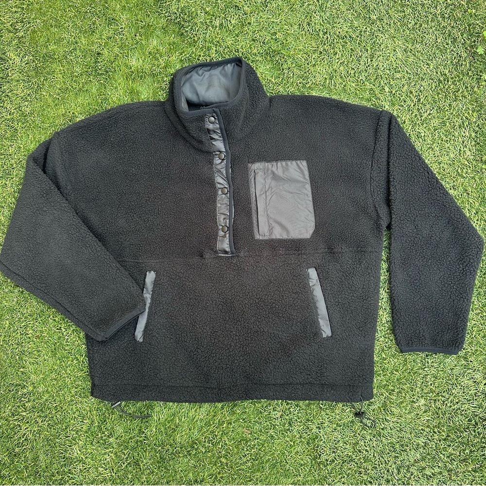 Wilo the Label Anthropologie Sherpa Fleece Pullover Gorpcore 1/2 Snap Sweater M